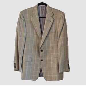 Hickey Freeman Madison 41R Silk Wool Cashmere Sport Coat Glen Plaid USA